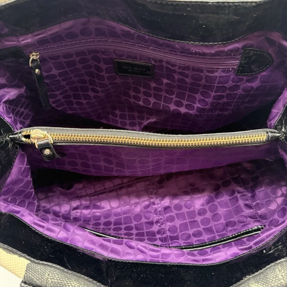 Kate Spade Louis 2 Hot Spot Satchel Splodge Dot Tote Black & White FLAWS